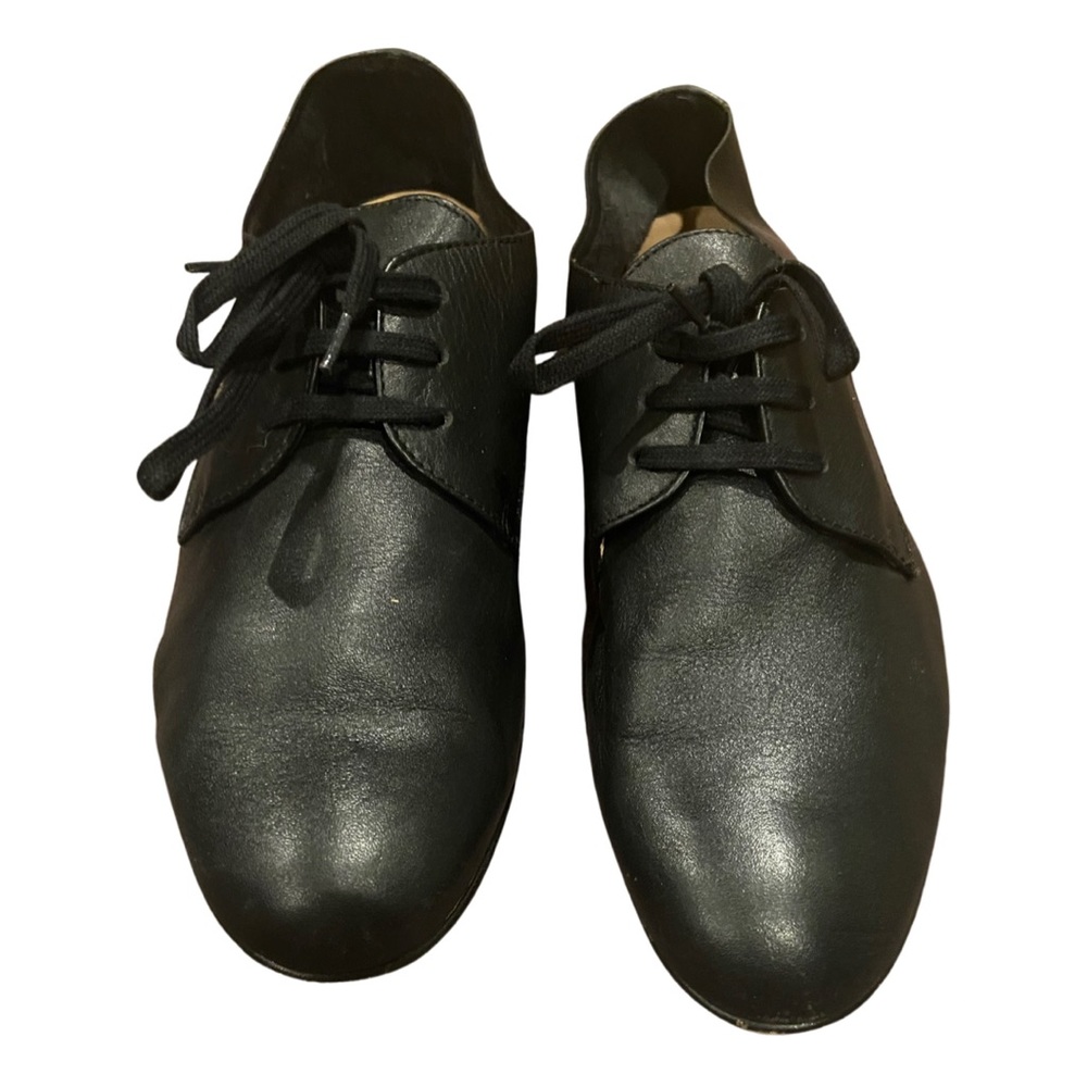 INTENTIONALLY BLANK Black Leather Lace-Up Flats